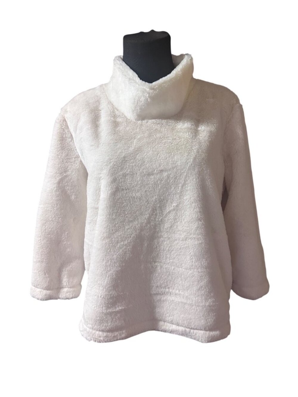 Banana Republic white fuzzy soft teddy bear sweater with pockiets size S